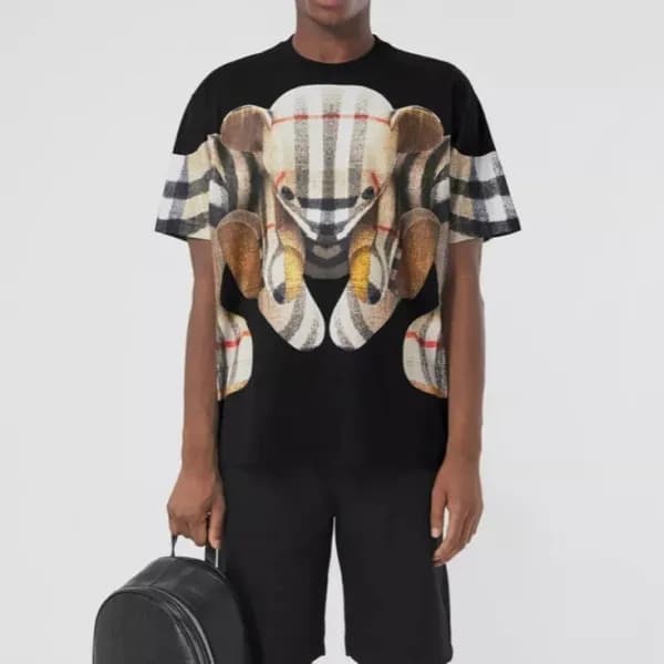 버버리 남자 크루넥 블랙 반팔티 - Unisex Black Tshirts - bur0429… - 1