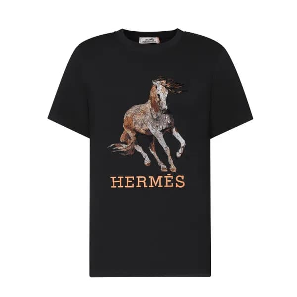 에르메스 남자 크루넥 블랙 반팔티 - Mens Black Tshirts - her0736x - 1