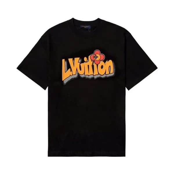 루이비통 남성 블랙 크루넥 반팔티 - Mens Black Tshirts - lou04344… - 1