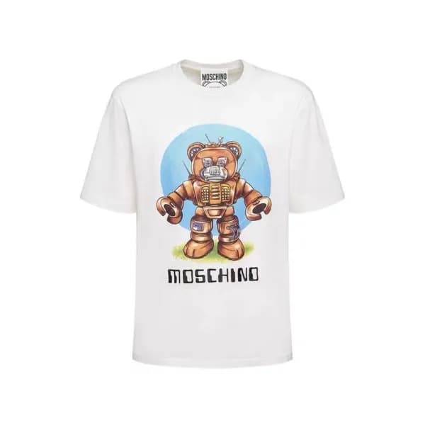 모스키노 남성 크루넥 화이트 반팔티 - Mens White Tshirts - mos0222… - 1