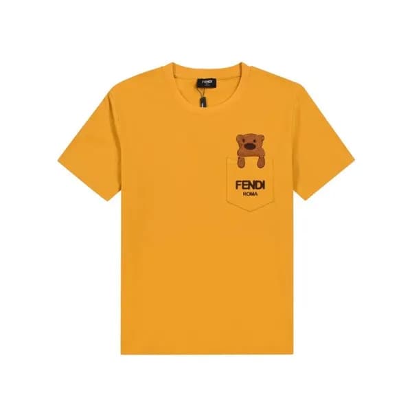 펜디 남/녀 옐로우 크루넥 반팔티 - Fendi Unisex Yellow Tshirts -… - 1