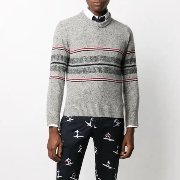톰브라운 남성 라운드 니트 - Thom Browne Mens Gray Knit - thom… - 1