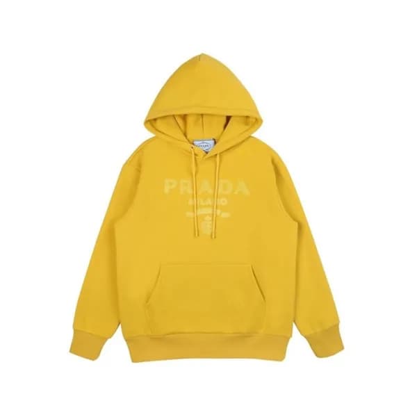 프라다 남/녀 캐쥬얼 옐로우 후드티 - Prada Unisex Yellow Hoodie -… - 1