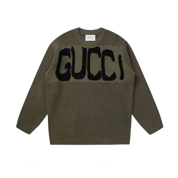 구찌 남성 카키 크루넥 니트 - Gucci Mens Khaki Knits - gu007x - 1