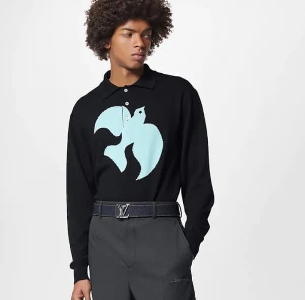루이비통 남성 블랙 폴로 스웨터 - Louis vuitton Mens Black Sweat… - 1