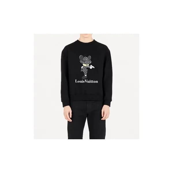 루이비통 남성 모던 블랙 맨투맨 - Louis vuitton Mens Black Tshir… - 1