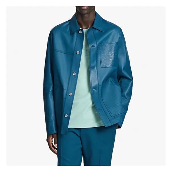 벨루티 남성 블루 가죽 자켓 - Berluti Mens Blue Jackets - ber0… - 1