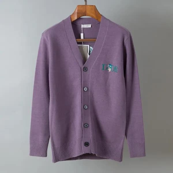 디올 남성 퍼플 브이넥 가디건 - Dior Mens Purple Cardigan - di1… - 1