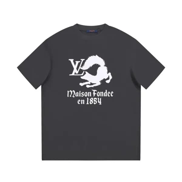 루이비통 남성 그레이 크루넥 반팔티 - Louis vuitton Mens Gray Shor… - 1