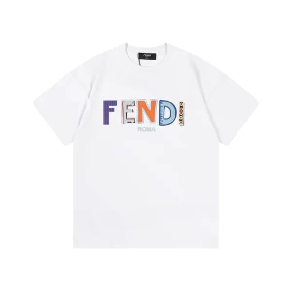 펜디 남성 화이트 크루넥 반팔티 - Fendi Mens White Short sleeved… - 1