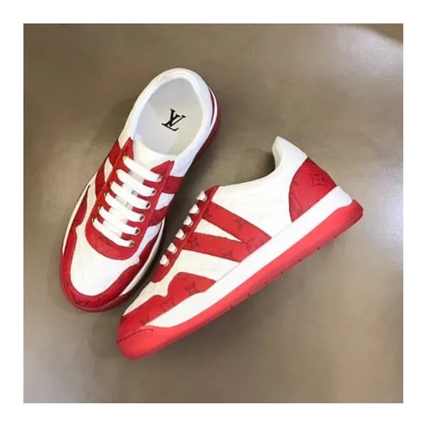 루이비통 남성 레드 스니커즈 - Louis vuitton Mens Red Sneakers … - 1