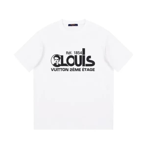 루이비통 남성 화이트 크루넥 반팔티 - Louis vuitton Mens White Sho… - 1
