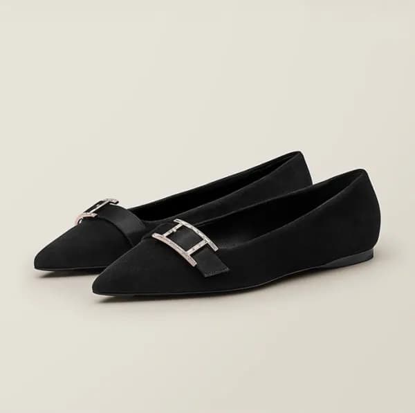 에르메스 여성 시그니처 블랙 플렛 - Hermes Womens Black Flat-shoe… - 1