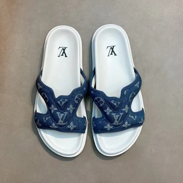 루이비통 남성 블루 슬리퍼 - Louis vuitton Mens Blue Slippers … - 1