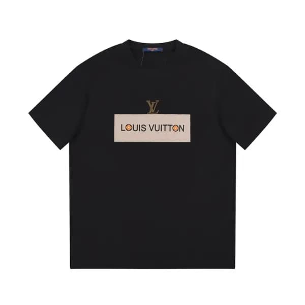 루이비통 남성 블랙 크루넥 반팔티 - Louis vuitton Mens Black Shor… - 1