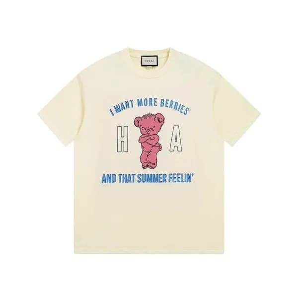 구찌 남/녀 아이보리 크루넥 반팔티 - Gucci Unisex Ivory Short sle… - 1
