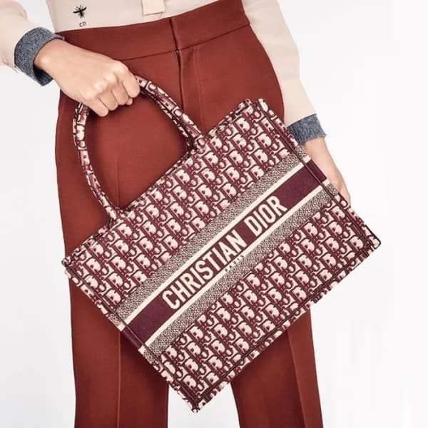 디올 여성 버건디 북토트 - Dior Womens Burgundy Book Tote - d… - 1