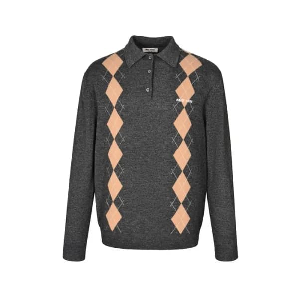 미우미우 남성 폴로 니트웨어 - Miumiu Unisex Polo Knitwear - mi… - 1