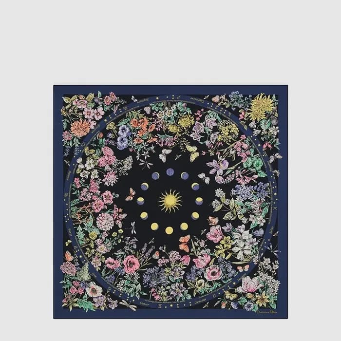디올 여성 스퀘어 스카프 - Dior Womens Astral Flowers Scarf - acc9407x - 1