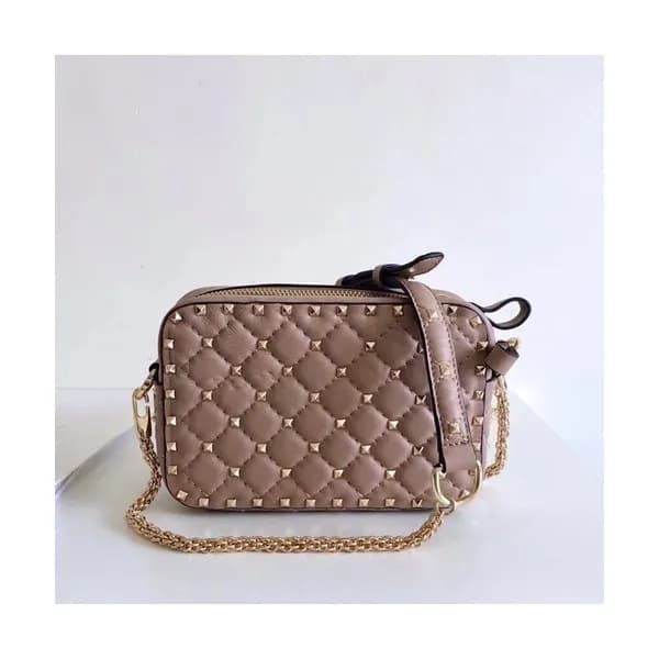 Valentino 2019 Leather Ruckstud Spike Camera Small… - 1