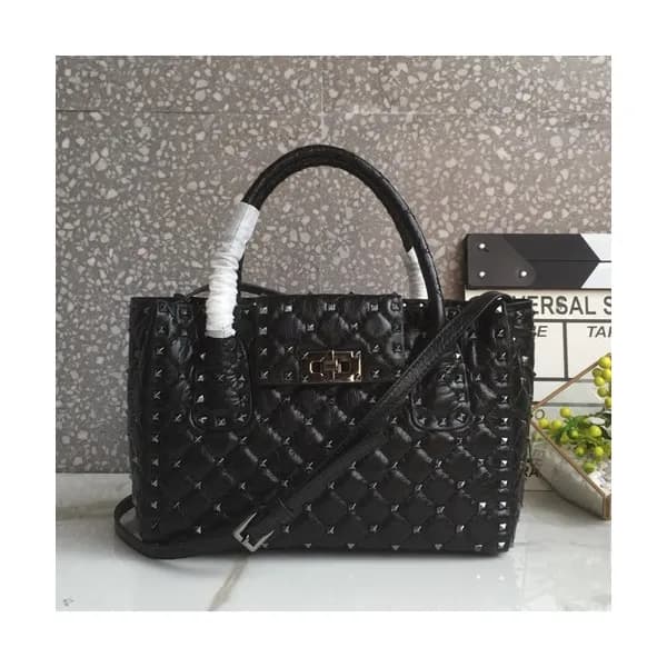 Valentino 2019 Leather Garavani Rockstud Tote Shou… - 1