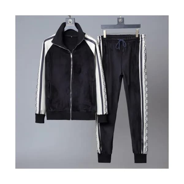 Gucci 2019 Mens Logo Velvet Training Clothes&Pants… - 1