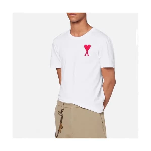 Ami 2020 Mens Heart Logo Casual Cotton Short Sleev… - 1