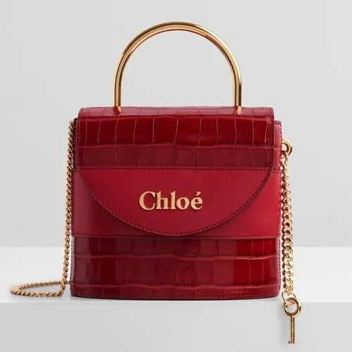 Chole 2020 Aby Lock Leather Tote Shoulder Bag, 17c… - 1