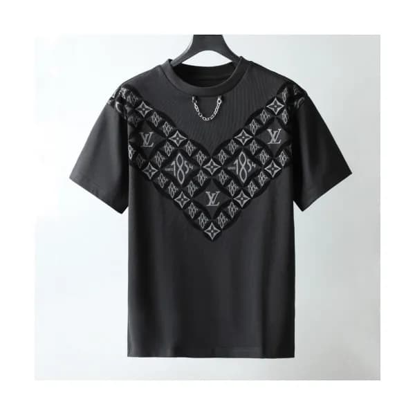 Louis vuitton Mens Logo Short Sleeved Tshirts bla… - 1