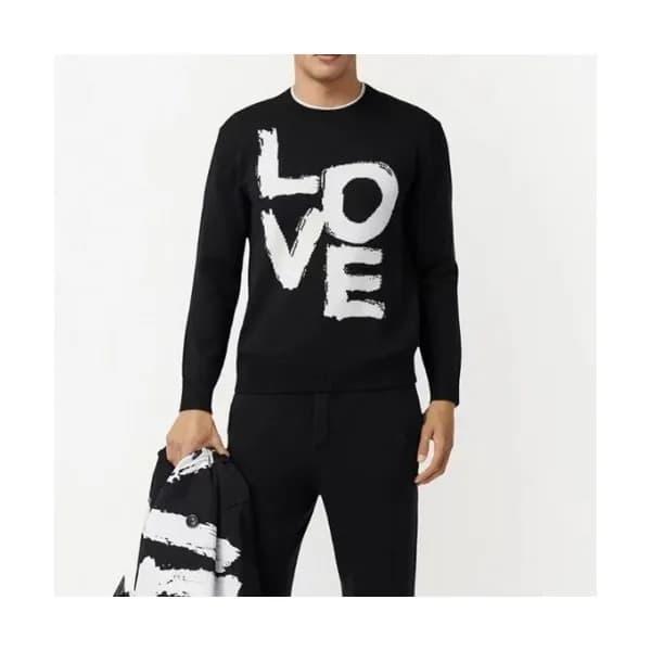 Burberry Mens Crew-neck Cotton Sweaters Black - 버… - 1