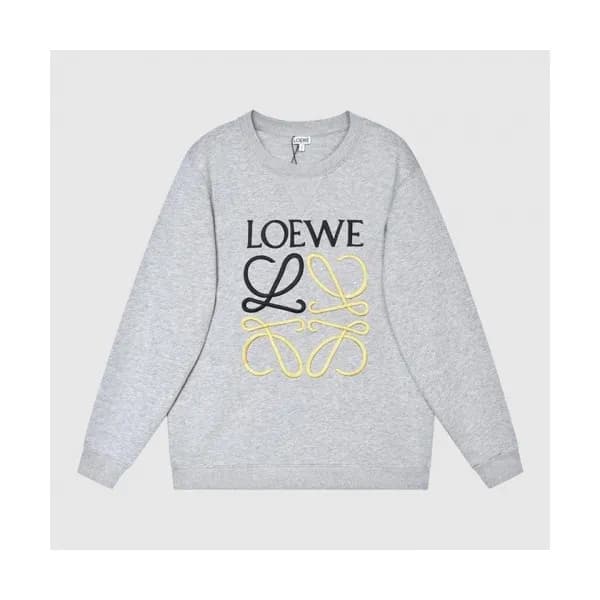 Loewe Mens Logo Crew-neck Cotton Tshirts Gray - 로… - 1