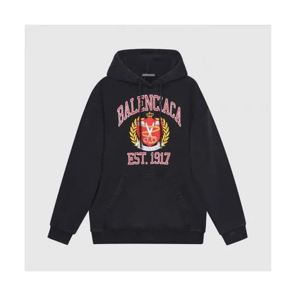 Balenciaga Mm/Wm Logo Cotton Hoodie Black - 발렌시아가… - 1