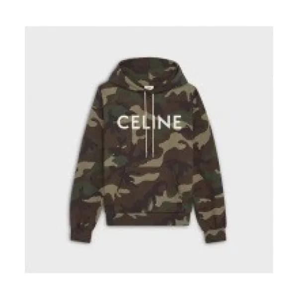 Celine Mm/Wm Cotton Hoodie Green - 셀린느 2021 남/녀 로고… - 1