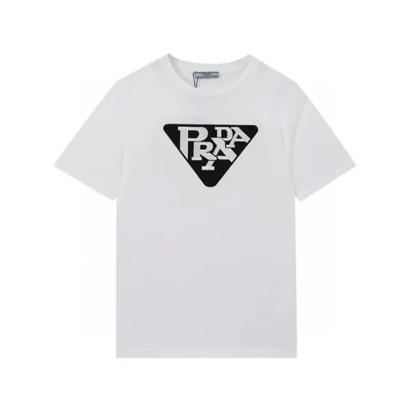 프라다 남성 크루넥 화이트 반팔티 - Mens White Tshirts - Pra02615… - 1