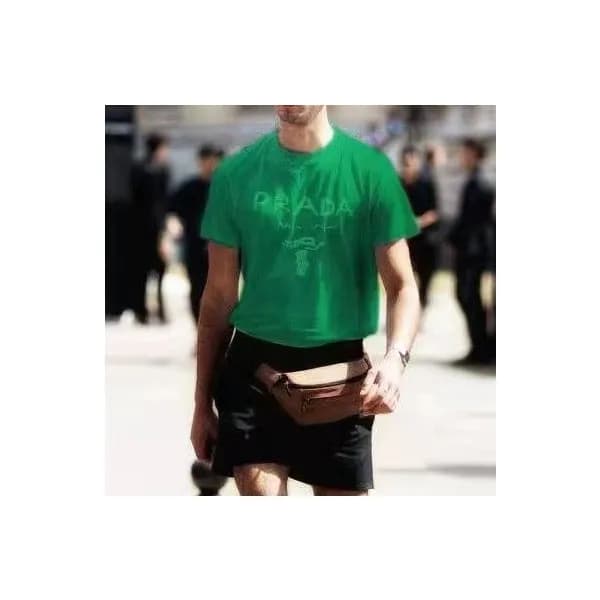 프라다 남성 그린 크루넥 반팔티 - Mens Green Tshirts - Pra02660x - 1