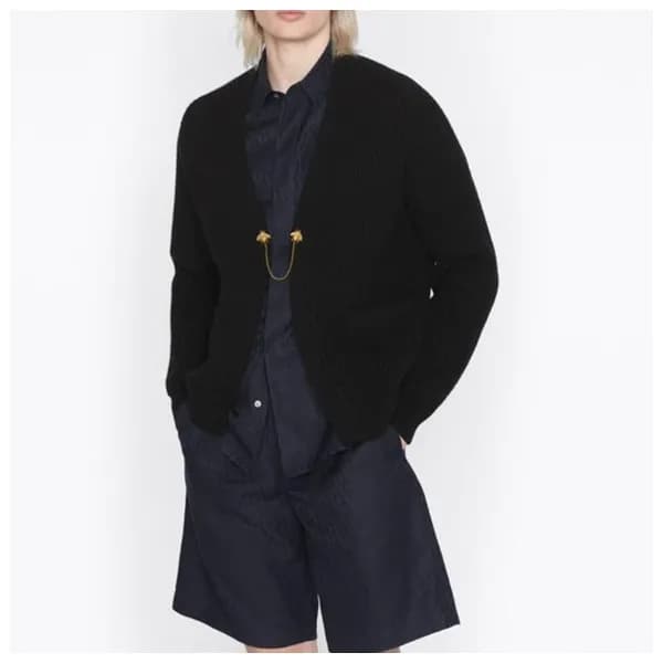 디올 남성 블랙 브이넥 가디건 - Mens Black Cardigan - dio01924x
