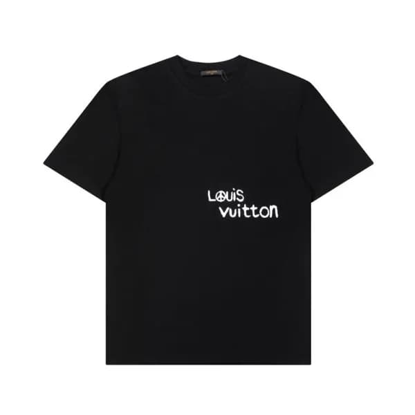 루이비통 남성 블랙 크루넥 반팔티 - Mens Black Tshirts - lou05143… - 1