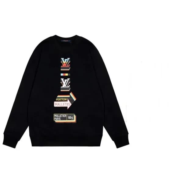 루이비통 남성 모던 블랙 맨투맨 - Mens Black Tshirts - lou05182x - 1