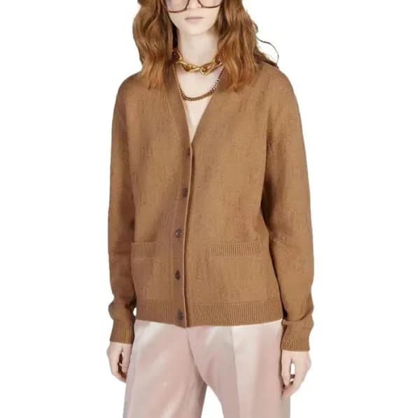 구찌 남/녀 브이넥 카멜 가디건 - Gucci Unisex Camel Cardigan - … - 1