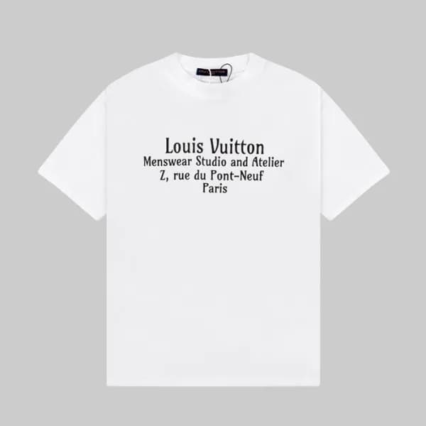 루이비통 남성 화이트 크루넥 반팔티 - Louis vuitton Mens White Sho… - 1