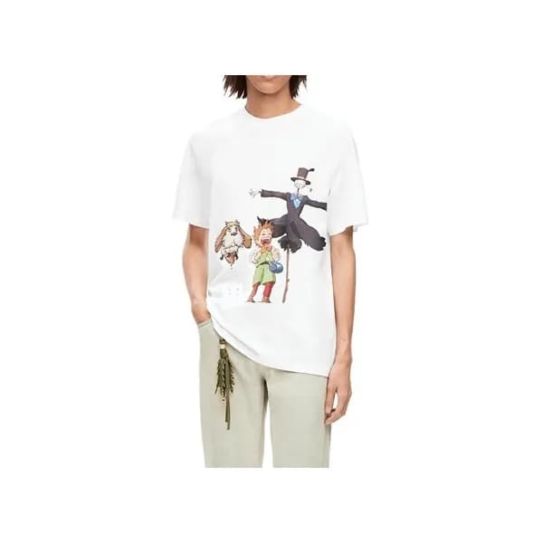 로에베 남/녀 이니셜 화이트 반팔티 - Loewe Unisex White Short sle… - 1