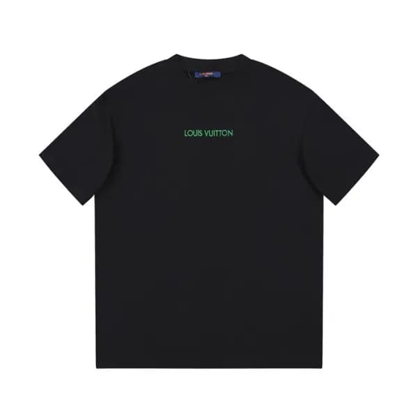 루이비통 남성 블랙 크루넥 반팔티 - Louis vuitton Mens Black Shor… - 1