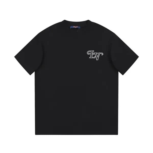 루이비통 남성 블랙 크루넥 반팔티 - Louis vuitton Mens Black Shor… - 1