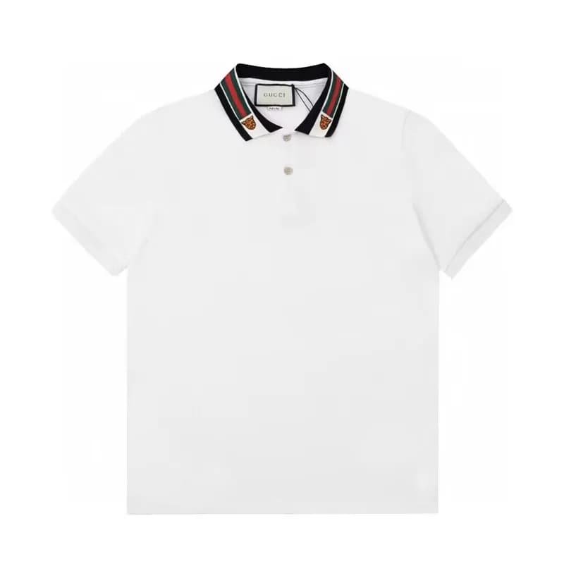 2023 구찌 남성 화이트 폴로 반팔티 - Gucci Mens White Short sle… - 1