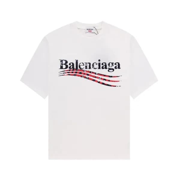 발렌시아가 남성 크루넥 화이트 반팔티 - Balenciaga Mens White Short… - 1
