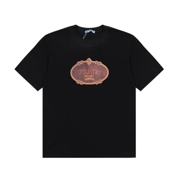 프라다 남성 크루넥 블랙 반팔티 - Prada Mens Black Short sleeved… - 1