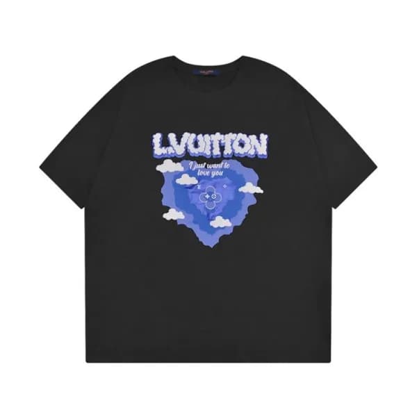 루이비통 남성 블랙 크루넥 반팔티 - Louis vuitton Mens Black Shor… - 1