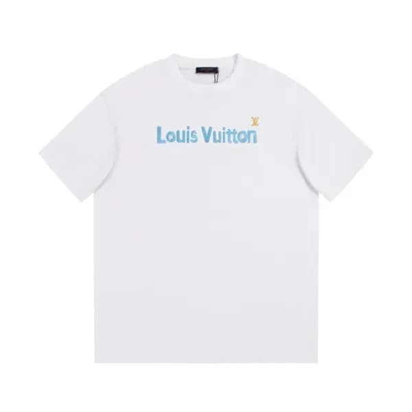 루이비통 남성 화이트 크루넥 반팔티 - Louis vuitton Mens White Sho… - 1