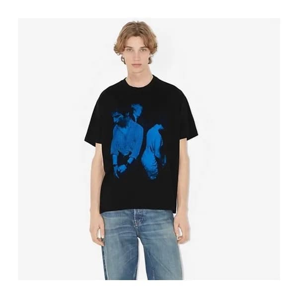 버버리 남성 블랙 크루넥 반팔티 - Burberry Mens Black Short Slee… - 1