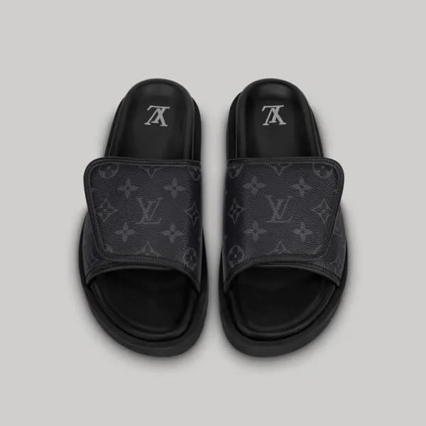 루이비통 남성 블랙 슬리퍼 - Louis vuitton Mens Black Slippers… - 1